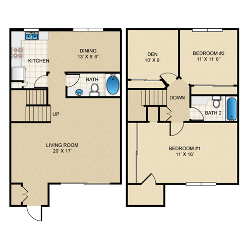 Ocean Breeze Villas 2x2 Floor Plan